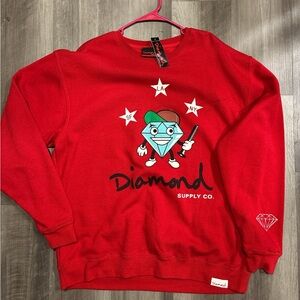 Diamond Supply Co. Red Crewneck Sweater with Graphic